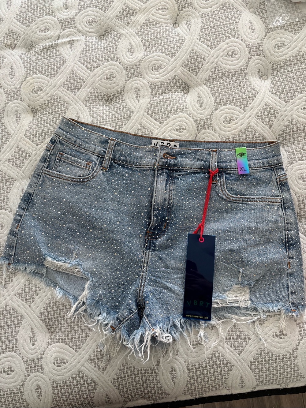 VBRT Rhinestone Denim Shorts